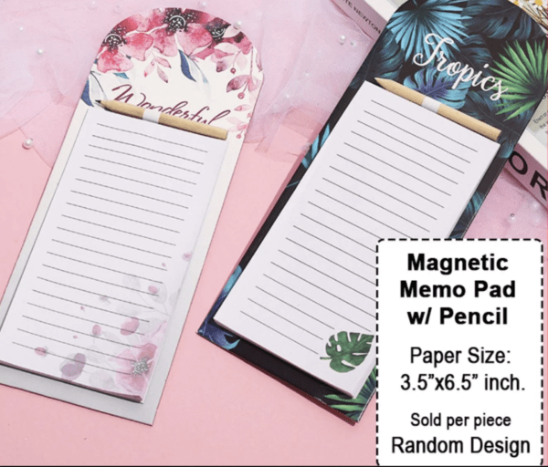 Magnetic memo pad with pencil