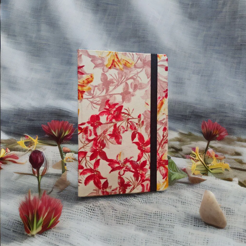 Red-White Floral Diary