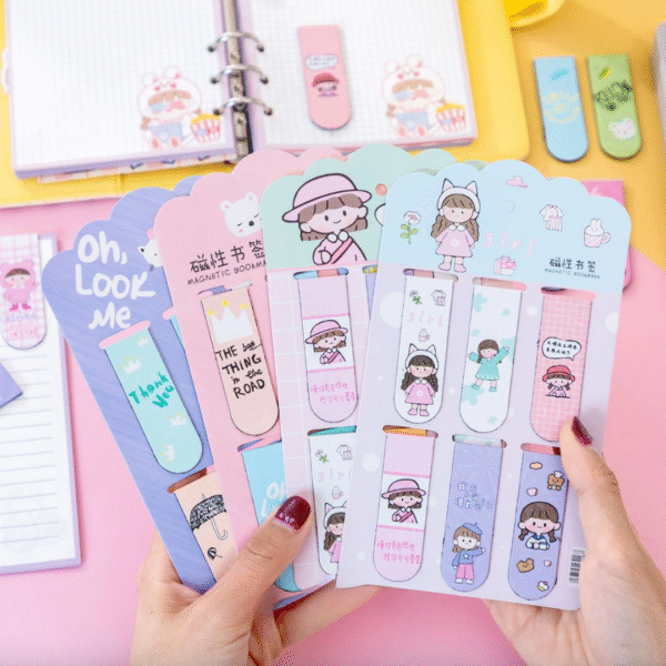 Cute Magnetic Cartoon Bookmarks Set