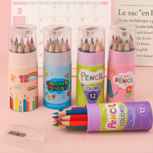 12-Color Pencil Mini Barrel with Sharpener