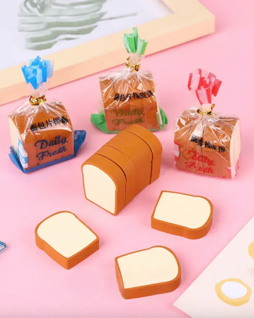 Toast Bread Eraser Pack of 4 Pcs