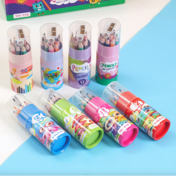 12-Color Pencil Mini Barrel with Sharpener 1