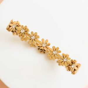 Golden Blossom Bangle Bracelet