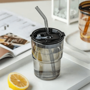 Black Glass Sipper Cup