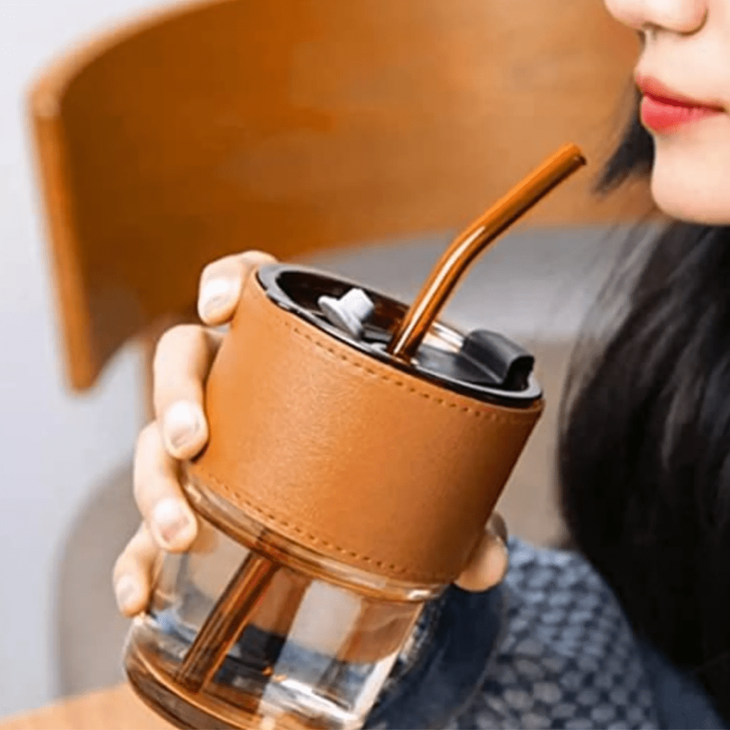 brown glass cup